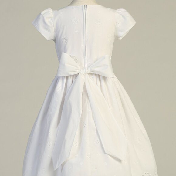 Sizes 10 & 12 - Girls White First Communion Dress w/ Cotton Eyelet (179) - Picture 4 of 5